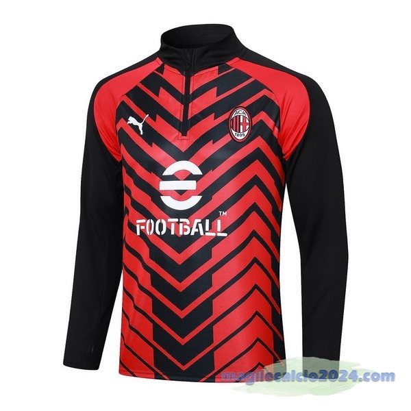 Felpa Allenamento AC Milan 2023 2024 Rosso Nero Poco Prezzo