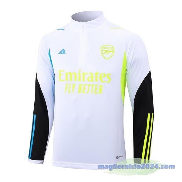 Felpa Allenamento Arsenal 2023 2024 Bianco Nero Giallo Poco Prezzo