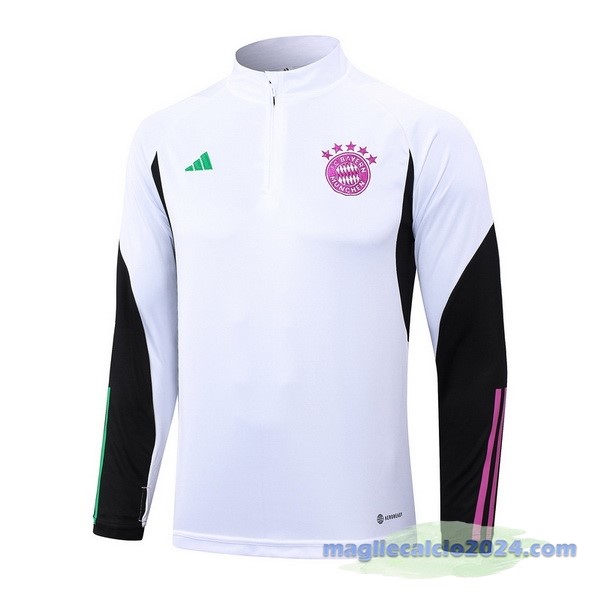 Felpa Allenamento Bayern Múnich 2023 2024 Bianco Nero Purpureo Poco Prezzo