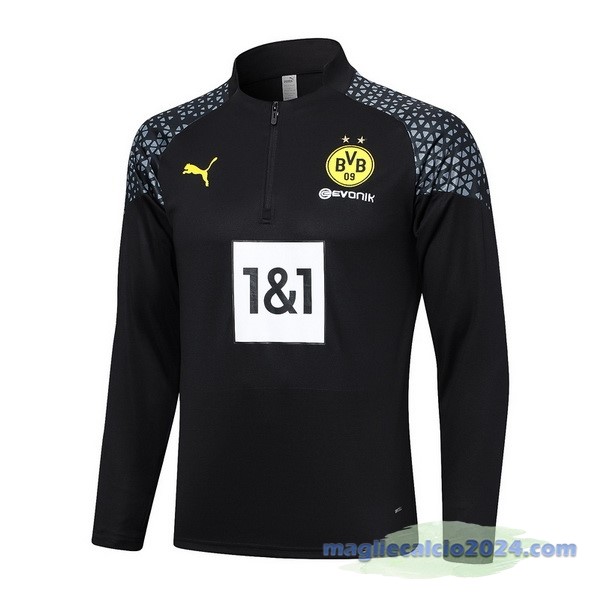 Felpa Allenamento Borussia Dortmund 2023 2024 Nero Grigio Poco Prezzo