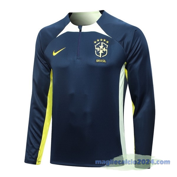 Felpa Allenamento Brasile 2023 Blu Navy Poco Prezzo