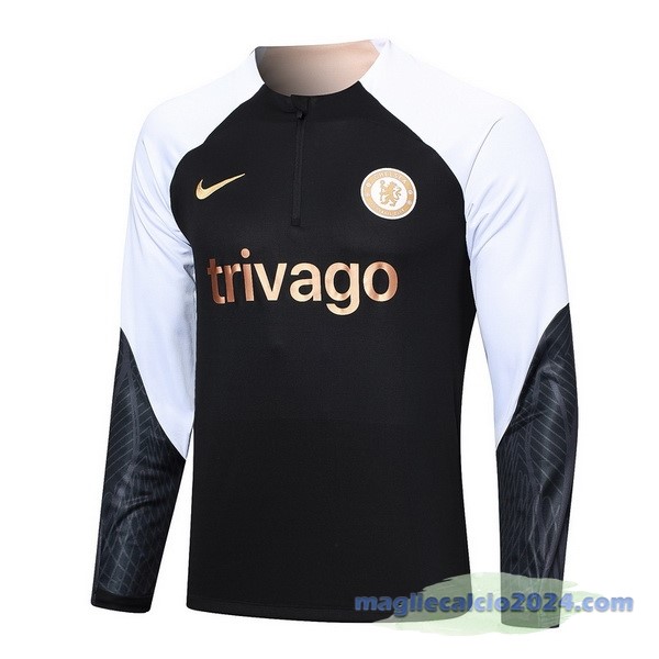 Felpa Allenamento Chelsea 2023 2024 Nero Bianco Poco Prezzo