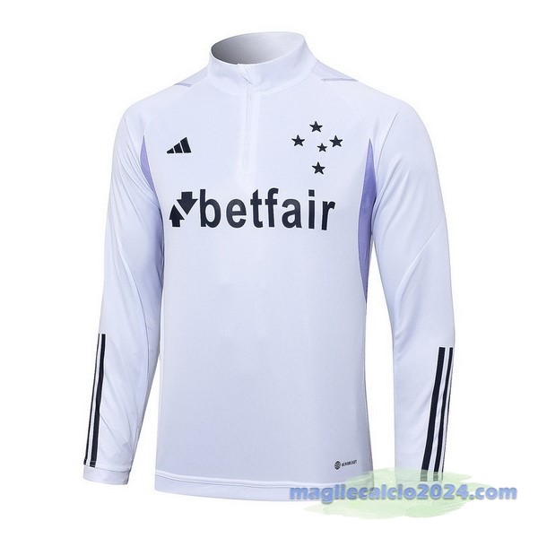 Felpa Allenamento Cruzeiro 2023 2024 Bianco Purpureo Poco Prezzo