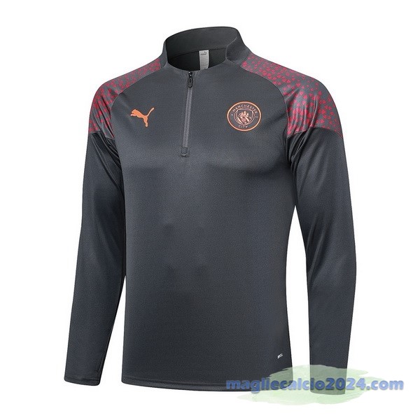 Felpa Allenamento Manchester City 2023 2024 Grigio Rosso Poco Prezzo