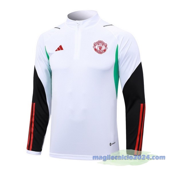 Felpa Allenamento Manchester United 2023 2024 Bianco Nero Verde Poco Prezzo