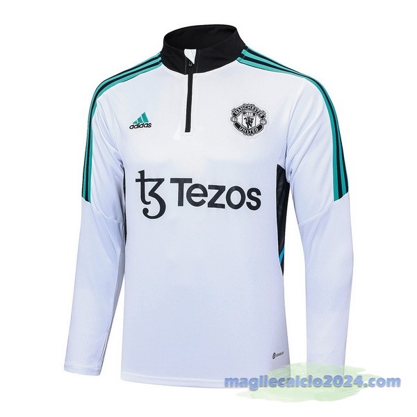 Felpa Allenamento Manchester United 2023 2024 Bianco Verde Poco Prezzo