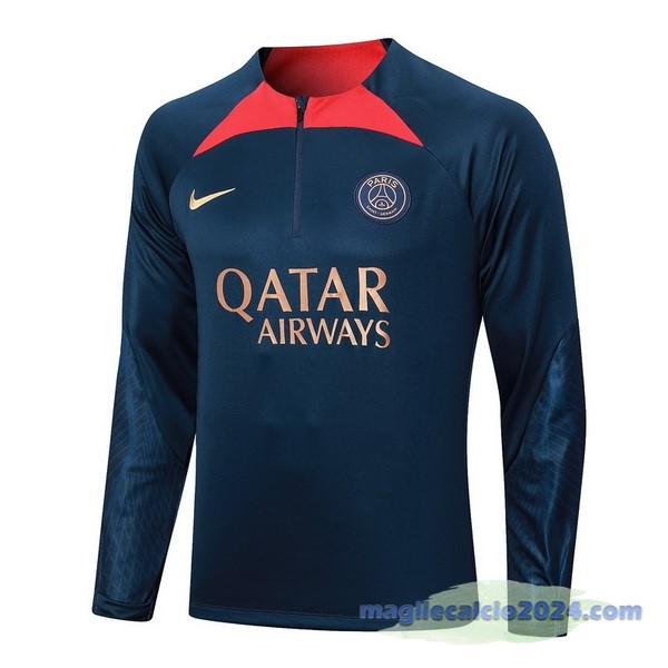Felpa Allenamento Paris Saint Germain 2023 2024 Blu Navy I Rosso Poco Prezzo