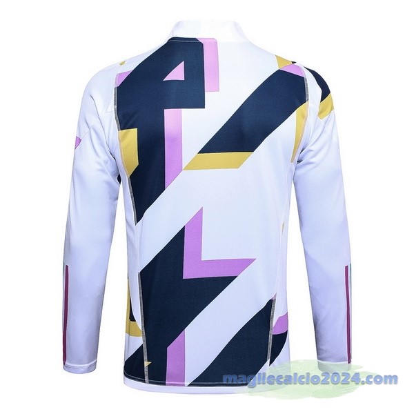 Felpa Allenamento Real Madrid 2023 2024 Bianco Blu Purpureo Poco Prezzo