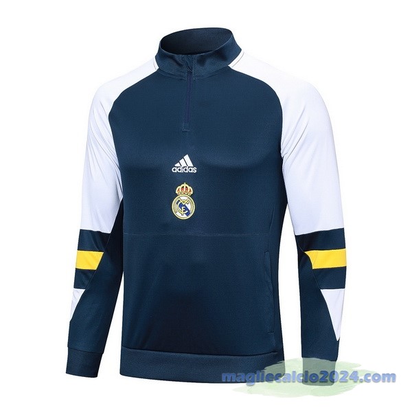 Felpa Allenamento Real Madrid 2023 2024 Blu Bianco Giallo Poco Prezzo