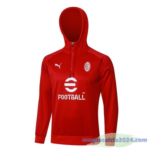 Felpa Cappuccio AC Milan 2023 2024 Rosso Poco Prezzo