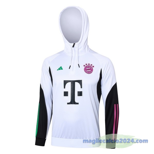 Felpa Cappuccio Bayern Múnich 2023 2024 Bianco Nero Poco Prezzo