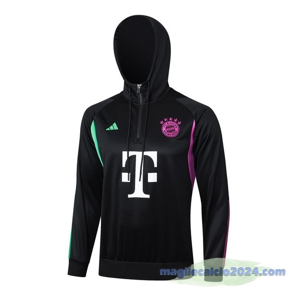 Felpa Cappuccio Bayern Múnich 2023 2024 Nero Purpureo Poco Prezzo