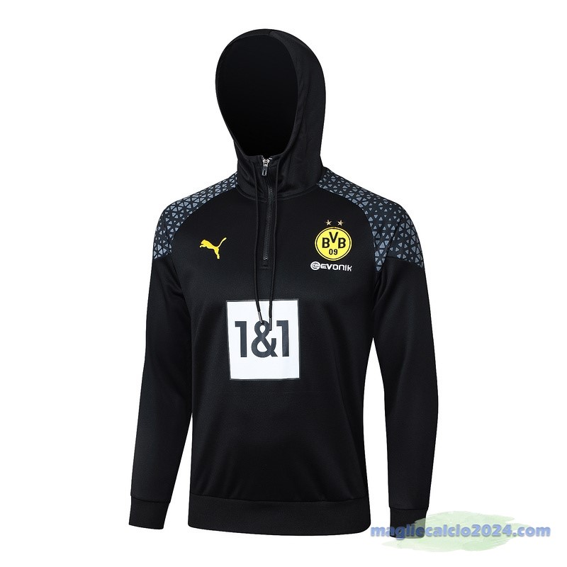 Felpa Cappuccio Borussia Dortmund 2023 2024 Nero Grigio Poco Prezzo