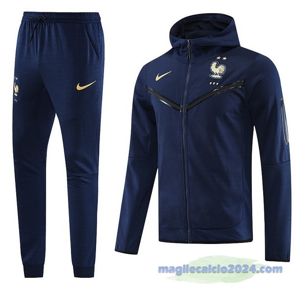 Felpa Cappuccio Francia 2023 Blu Navy Poco Prezzo