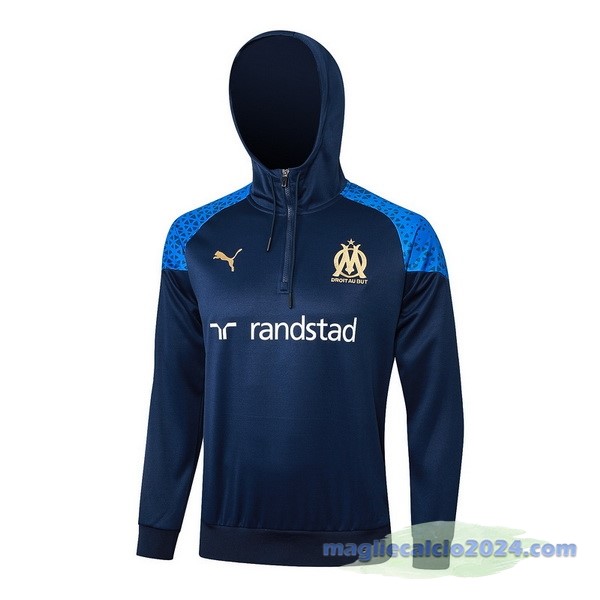 Felpa Cappuccio Marsella 2023 2024 Blu I Navy Poco Prezzo