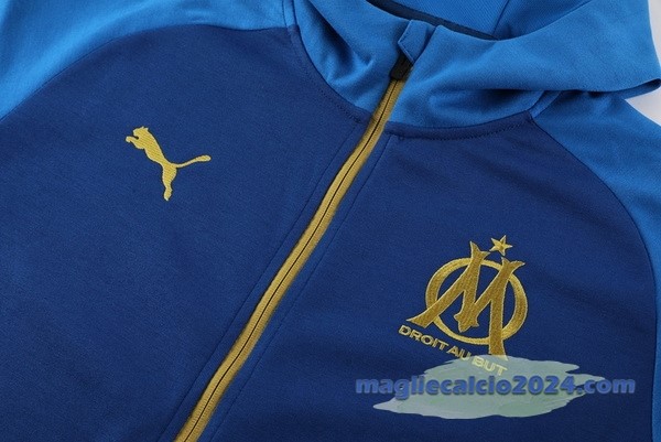 Felpa Cappuccio Marsella 2023 2024 Blu Navy Poco Prezzo
