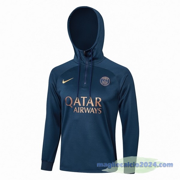 Felpa Cappuccio Paris Saint Germain 2023 2024 Blu II Navy. Poco Prezzo