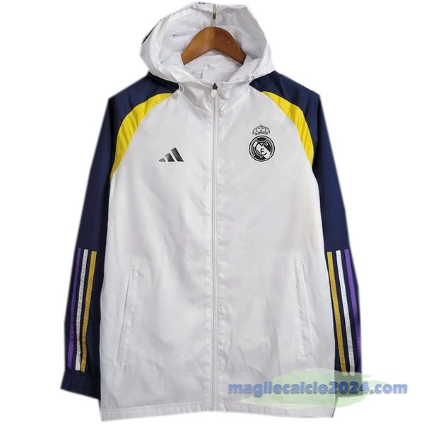 Giacca a vento Real Madrid 2023 2024 Bianco Blu Giallo Poco Prezzo
