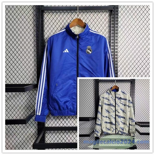 Giacca a vento Real Madrid 2023 2024 Blu Bianco Poco Prezzo