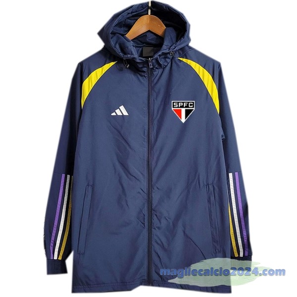 Giacca a vento São Paulo 2023 2024 Blu Navy Giallo Poco Prezzo