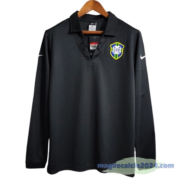 Portiere Manica lunga Brasile Retro 2004 Nero Poco Prezzo