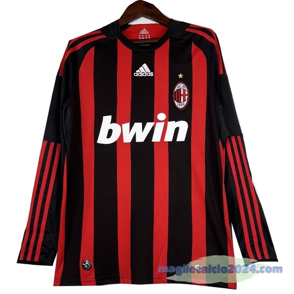 Prima Maglia Manica lunga AC Milan Retro 2008 2009 Rosso Poco Prezzo