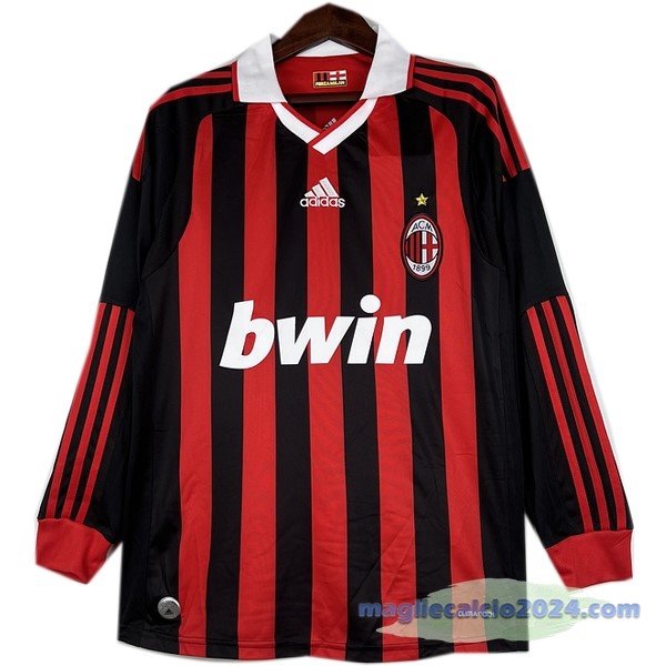 Prima Maglia Manica lunga AC Milan Retro 2009 2010 Rosso Poco Prezzo