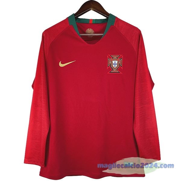 Prima Maglia Manica lunga Portogallo Retro 2018 Rosso Poco Prezzo