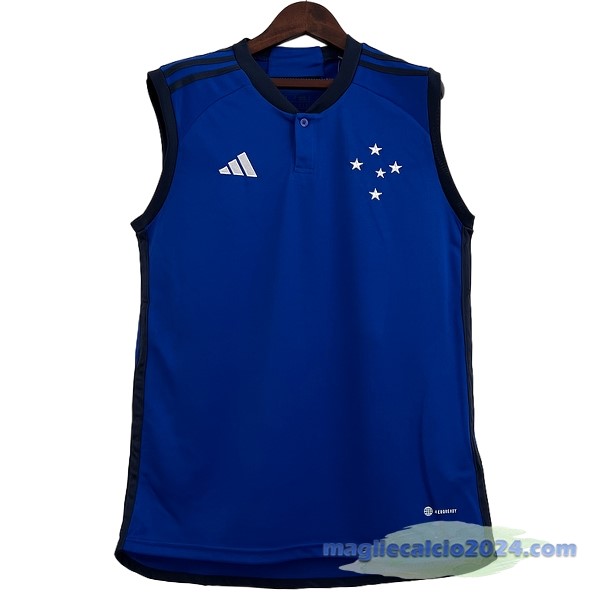 Prima Maglia Senza Maniche Cruzeiro EC 2023 2024 Blu Poco Prezzo