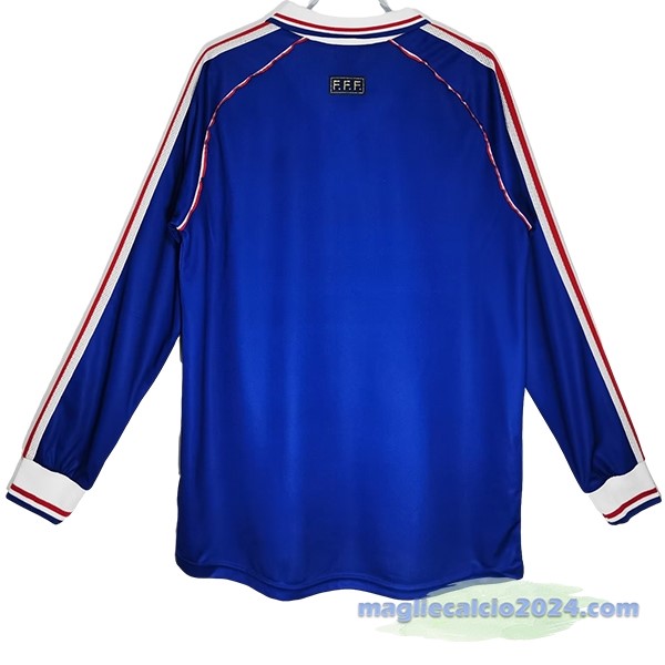 Prima Manica lunga AC Milan Retro 1998 Blu Poco Prezzo
