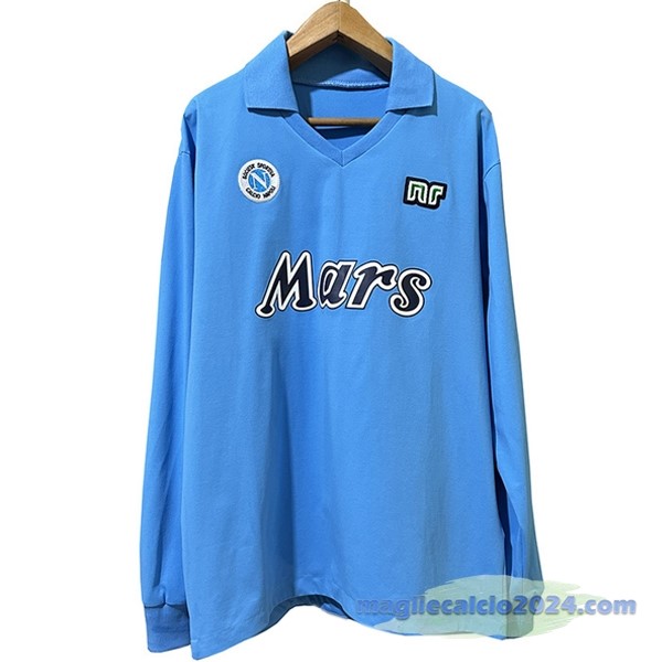 Prima Manica lunga Napoli Retro 1989 1990 Blu Poco Prezzo