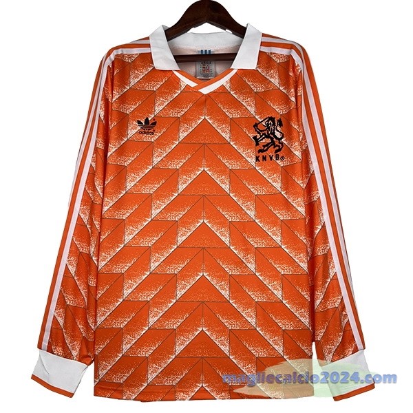 Prima Manica lunga Paesi Bassi Retro 1988 Arancione Poco Prezzo