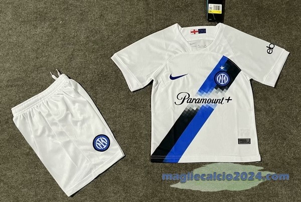 Seconda Conjunto De Bambino Inter Milán 2023 2024 Bianco Poco Prezzo