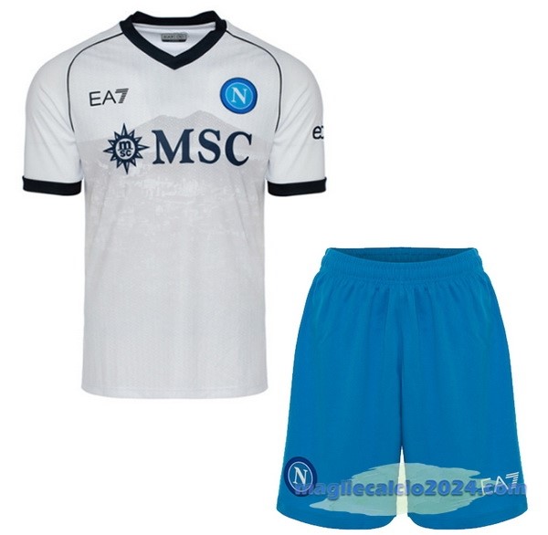 Seconda Conjunto De Bambino Napoli 2023 2024 Bianco Blu Poco Prezzo