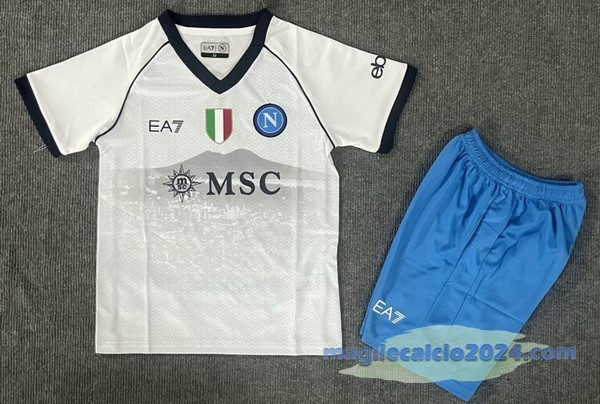 Seconda Conjunto De Bambino Napoli 2023 2024 Bianco Blu Poco Prezzo