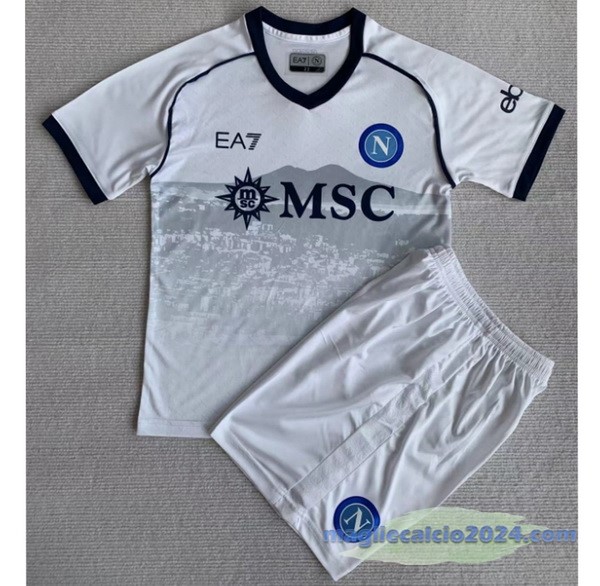 Seconda Conjunto De Bambino Napoli 2023 2024 Bianco Poco Prezzo