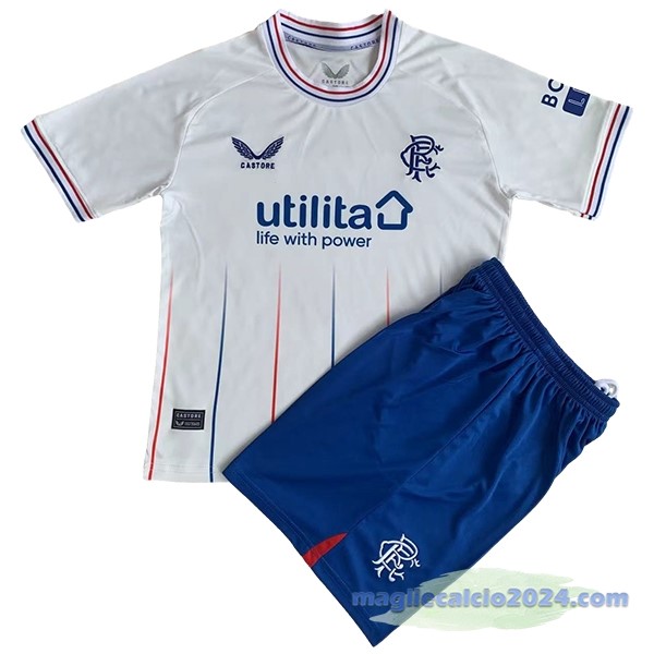Seconda Conjunto De Bambino Rangers 2023 2024 Bianco Poco Prezzo