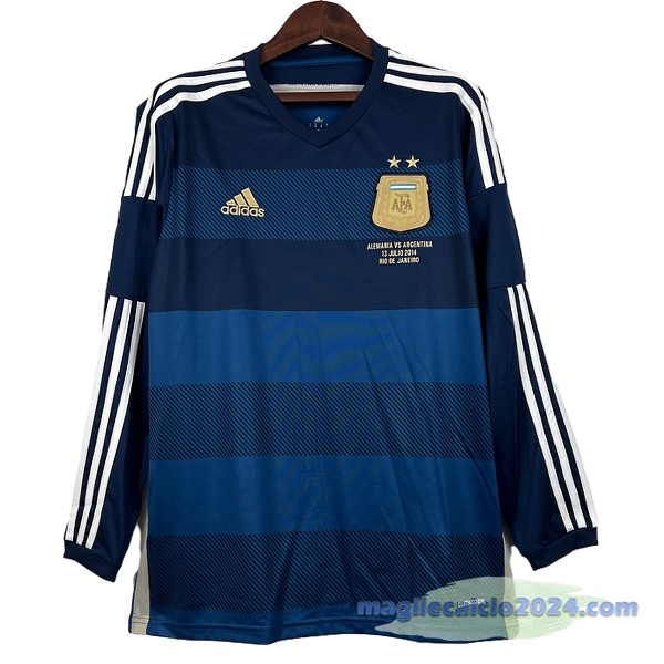 Seconda Manica lunga Argentina Retro 2014 Blu Poco Prezzo