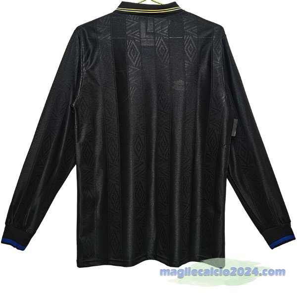 Seconda Manica lunga Manchester United Retro 1993 1994 Nero Poco Prezzo