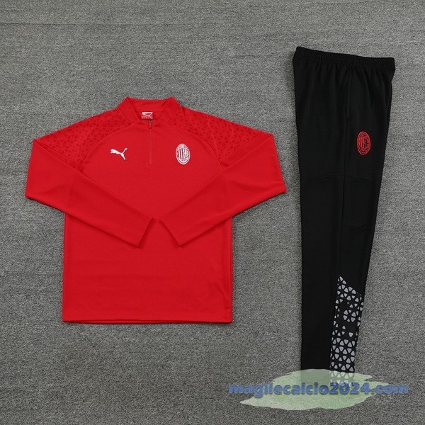 Set Completo Felpa Allenamento AC Milan 2023 2024 Nero I Rosso Poco Prezzo