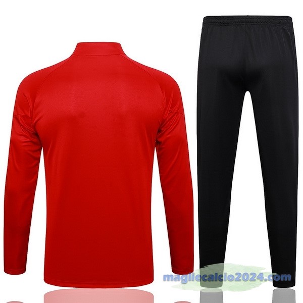 Set Completo Felpa Allenamento AC Milan 2023 2024 Rosso IIII Nero Poco Prezzo