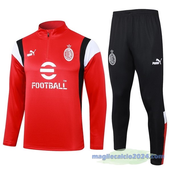 Set Completo Felpa Allenamento AC Milan 2023 2024 Rosso I Nero Bianco Poco Prezzo