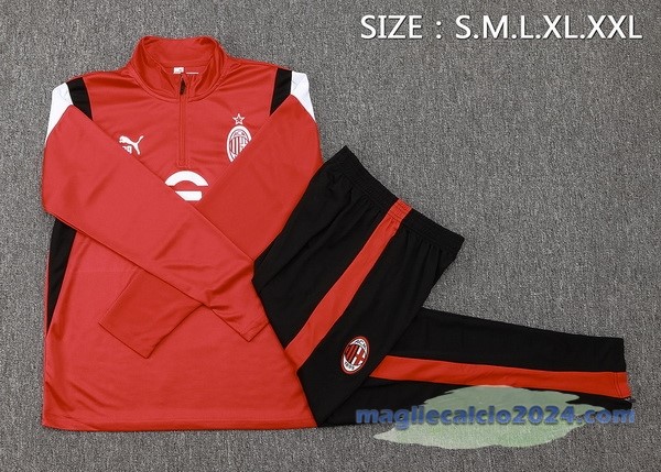 Set Completo Felpa Allenamento AC Milan 2023 2024 Rosso I Nero Bianco Poco Prezzo