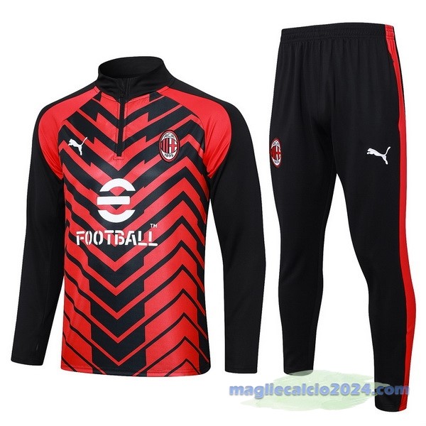Set Completo Felpa Allenamento AC Milan 2023 2024 Rosso Nero Bianco Poco Prezzo
