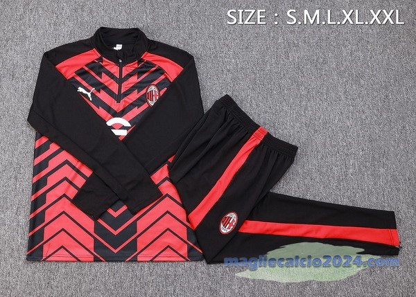 Set Completo Felpa Allenamento AC Milan 2023 2024 Rosso Nero Bianco Poco Prezzo