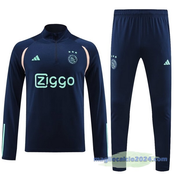 Set Completo Felpa Allenamento Ajax 2023 2024 Blu Navy II Rosa Poco Prezzo