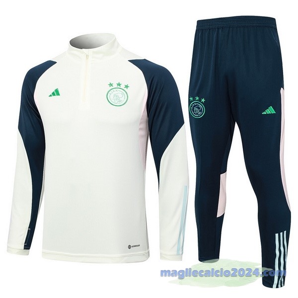 Set Completo Felpa Allenamento Ajax 2023 2024 Verde Luce Blu Poco Prezzo