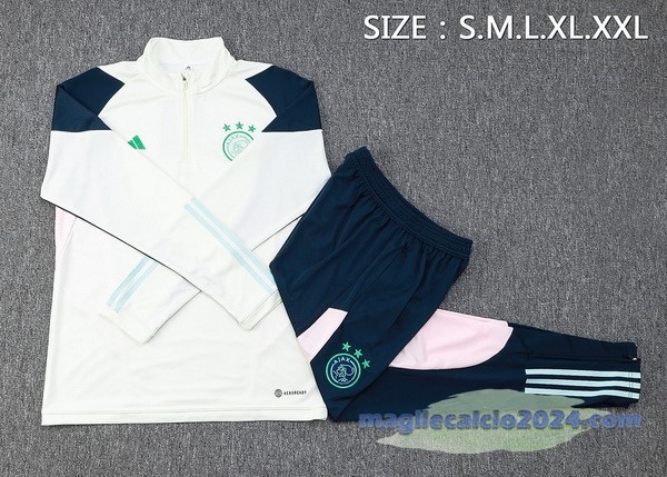 Set Completo Felpa Allenamento Ajax 2023 2024 Verde Luce Blu Poco Prezzo