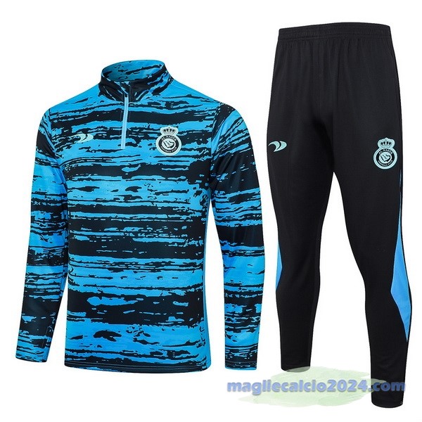 Set Completo Felpa Allenamento Al Nassr 2023 2024 Blu Nero Poco Prezzo