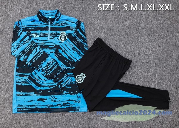 Set Completo Felpa Allenamento Al Nassr 2023 2024 Blu Nero Poco Prezzo